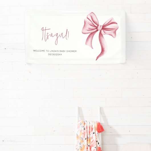赤面エレガントピンクボウベイビーシャワー 横断幕 (インサイチュ)