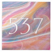 赤面エレガントピンクマーブルキュートハウスナンバープラーク タイル (正面)