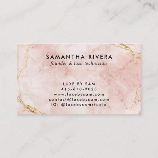 赤面エレガントピンクマーブルモノグラムテンプレート 名刺 (裏面)