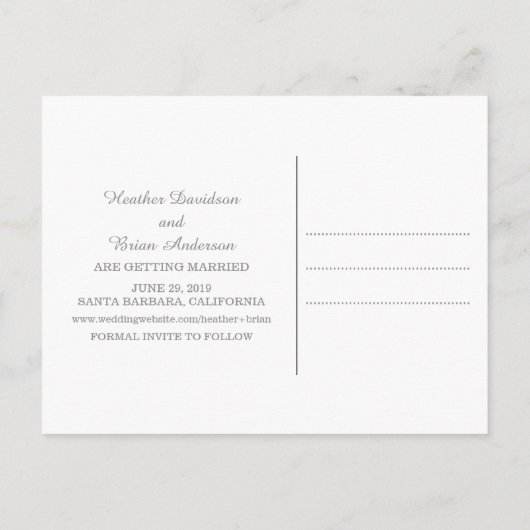 赤面エレガントピンクマーブル日付の保存 案内ポストカード (裏面)