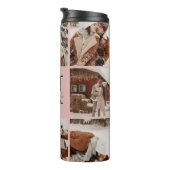 赤面エレガントピンクモノグラムファミリーフォトコラージュ タンブラー (回転右)