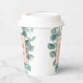 赤面エレガントピンクユーカリブライダルシャワー名 紙コップ (左)