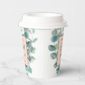 赤面エレガントピンクユーカリブライダルシャワー名 紙コップ (右)