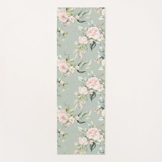 赤面エレガントピンクユーカリプスセージグリーン ヨガマット (正面)