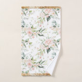 赤面エレガントピンクユーカリ金ゴールドトリム バスタオルセット (ハンドタオル)