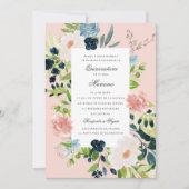 赤面エレガントピンクロマンティックガーデンキンセアニラ 招待状 (正面)