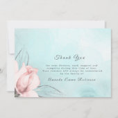 赤面エレガントピンクローズアンドブルーサンキューカード サンキューカード (正面)