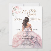 赤面エレガントピンクローズキンセアニェラ招待状 招待状 (正面)