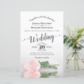 赤面エレガントピンクローズバジェット結婚式招待状 (スタンド正面)