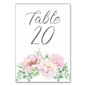 赤面エレガントピンクローズフローラウェディングレセプション テーブルナンバー (正面)