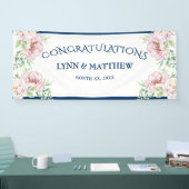 赤面エレガントピンクローズフローラウェディングレセプション 横断幕 (トレードショー)