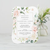 赤面エレガントピンクローズフローラキンセアニェラ 招待状 (スタンド正面)