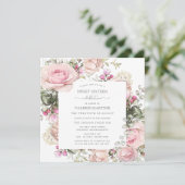 赤面エレガントピンクローズフローラスウィート16パーティー 招待状 (スタンド正面)