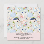 赤面エレガントピンクローズフローラブライダルシャワーティー 招待状 (裏面)