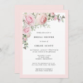 赤面エレガントピンクローズフローラベビーシャワー 招待状 (正面/裏面)