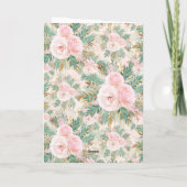 赤面エレガントピンクローズフローラミントゴールデン葉 サンキューカード (裏面)