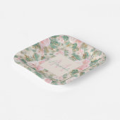 赤面エレガントピンクローズフローラミントゴールデン葉 ペーパープレート (傾斜あり)