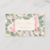 赤面エレガントピンクローズフローラミントゴールデン葉 名刺 (正面)