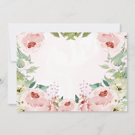 赤面エレガントピンクローズフローラ洗礼写真 サンキューカード (裏面)