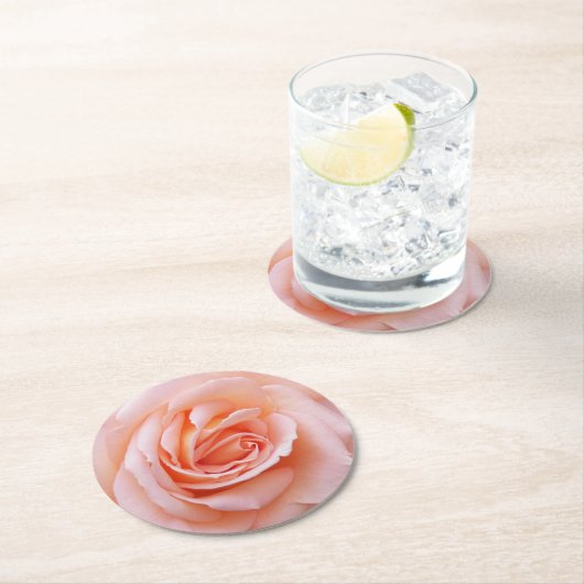 赤面エレガントピンクローズフローラ ペーパーコースター (インサイチュ)