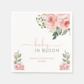 赤面エレガントピンクローズベビーイン開花シャワー スタンダードカクテルナプキン (正面)