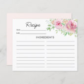 赤面エレガントピンクローズレシピカード (正面/裏面)
