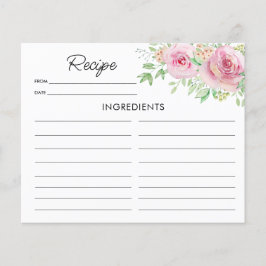 赤面エレガントピンクローズレシピカード