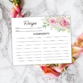 赤面エレガントピンクローズレシピカード