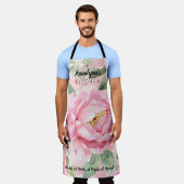 赤面エレガントピンクローズ植物用エプロン エプロン (着用した状態)