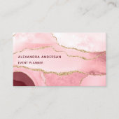 赤面エレガントピンクローズ金ゴールドアガートマーブルグリッター 名刺 (正面)