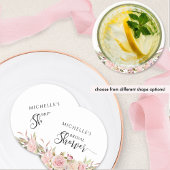 赤面エレガントピンクローズ金ゴールドブライダル/ベビーシャワー ラウンドペーパーコースター