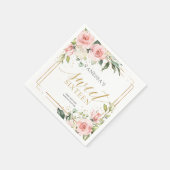 赤面エレガントピンクローズeucalyptus金ゴールドスウィート16 スタンダードカクテルナプキン (角)