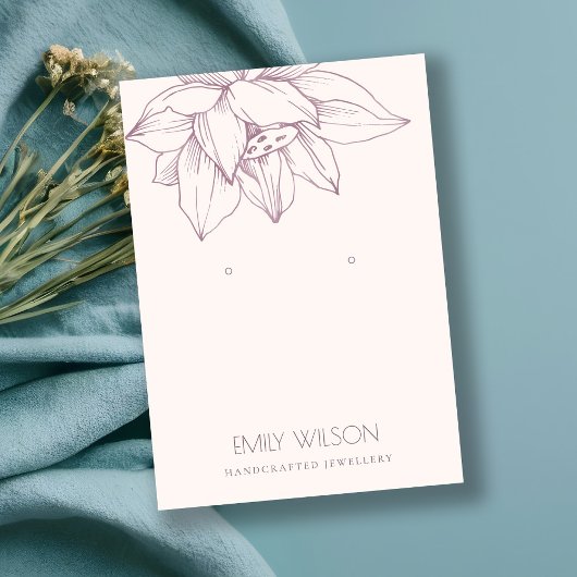 赤面エレガントピンクロータスシンプルイヤリング表示器 名刺