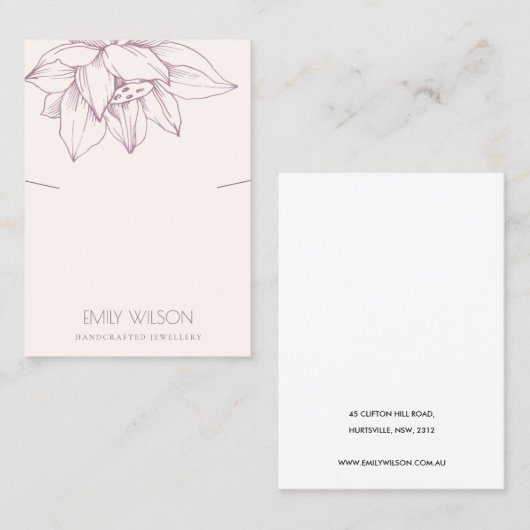 赤面エレガントピンクロータスシンプルネックレス表示器 名刺 (正面/裏面)