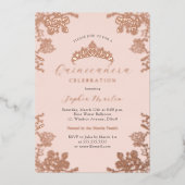 赤面エレガントピンクヴィンテージキンセアニェラ 箔招待状 (正面)