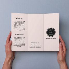 赤面エレガントピンク会社ロゴ3折パンフレット