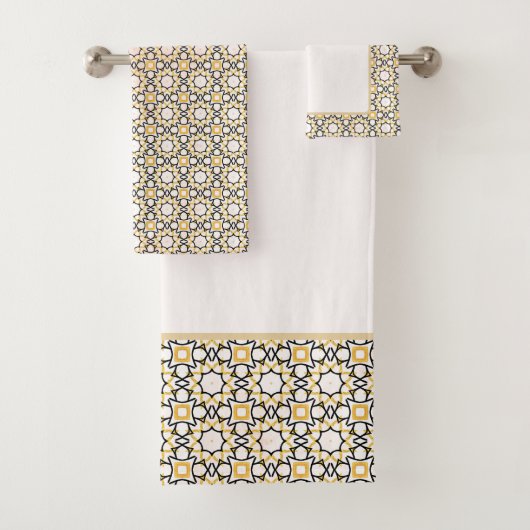 赤面エレガントピンク幾何学浴用タオル一式 バスタオルセット (インサイチュ)