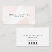 赤面エレガントピンク水彩色ソーシャルメディア 名刺 (正面/裏面)