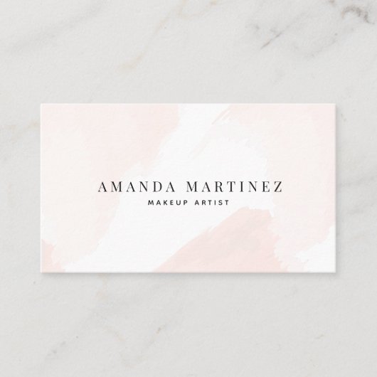 赤面エレガントピンク水彩色ソーシャルメディア 名刺 (正面)