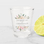 赤面エレガントピンク牡丹フローラカスタムウェディング ショットグラス (正面)