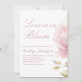 赤面エレガントピンク牡丹ブライダルシャワー 招待状 (正面)