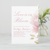 赤面エレガントピンク牡丹ブライダルシャワー 招待状 (スタンド正面)