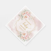 赤面エレガントピンク牡丹ベビーシャワー昼食会 スタンダードランチョンナプキン (角)