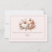 赤面エレガントピンク秋パンプキンサンキュー サンキューカード (裏面)