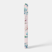 赤面エレガントピンク花柄の電話ケース iPhone 15ケース (左側面)