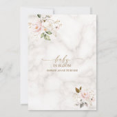 赤面エレガントピンク花金ゴールドベビーイン開花 招待状 (裏面)