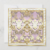 赤面エレガントピンク金ゴールドクリームバースデーパーティー 招待状 (裏面)