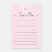 赤面エレガントピンク&ウィメンズ顔ラインアートモノグラム ポストイット (正面)