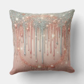 赤面エレガントピンク&シルバーグリッタードリップ クッション (裏面)