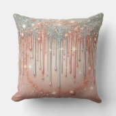 赤面エレガントピンク&シルバーグリッタードリップ クッション (正面)